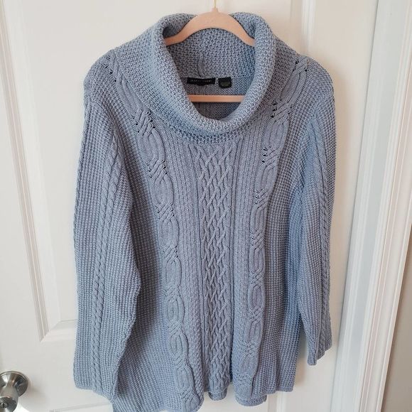 Jeanne Pierre Dusty Blue Cowl Neck Sweater Size XL - Picture 5 of 6